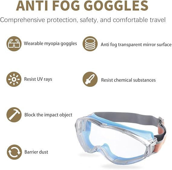 Lunette de protection travail Lunettes de sécurité Anti-buée Lunettes de Protection pour laboratoire Protection UV poussière également pour porteurs - 4
