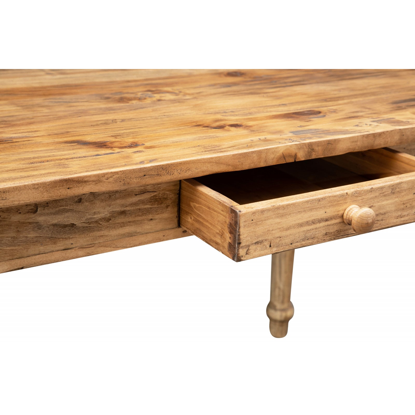 BISCOTTINI Bureau en Tilleul Massif - Bureau d'Ordinateur Finition Noyer Antique - Bureau d'Angle pour Salon et Chambre - 120x80 - 4