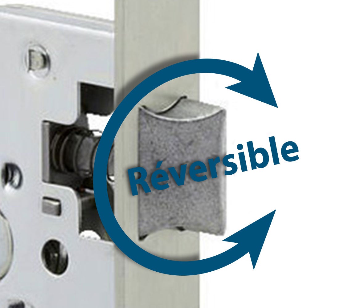 METALUX série 260 - Serrure à encastrer Réversible gâche et clés pour porte Porte de chambre Toilettes Bureau salle de bain - 4