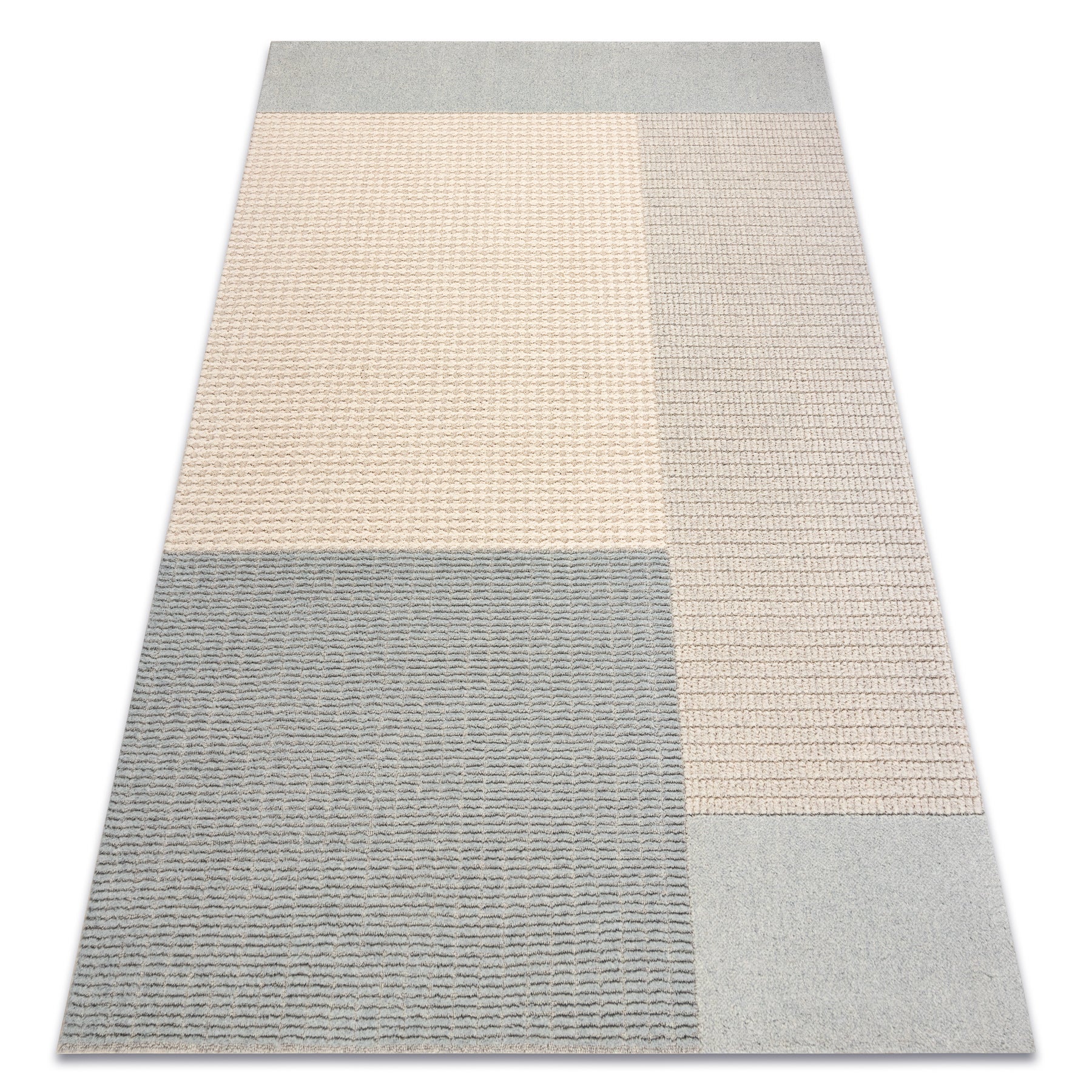 Dywan FLUX 461.9.AE500 wełniany OSTA - Geometryczny, strukturalny, loftowy niebieski / krem 60x120 cm