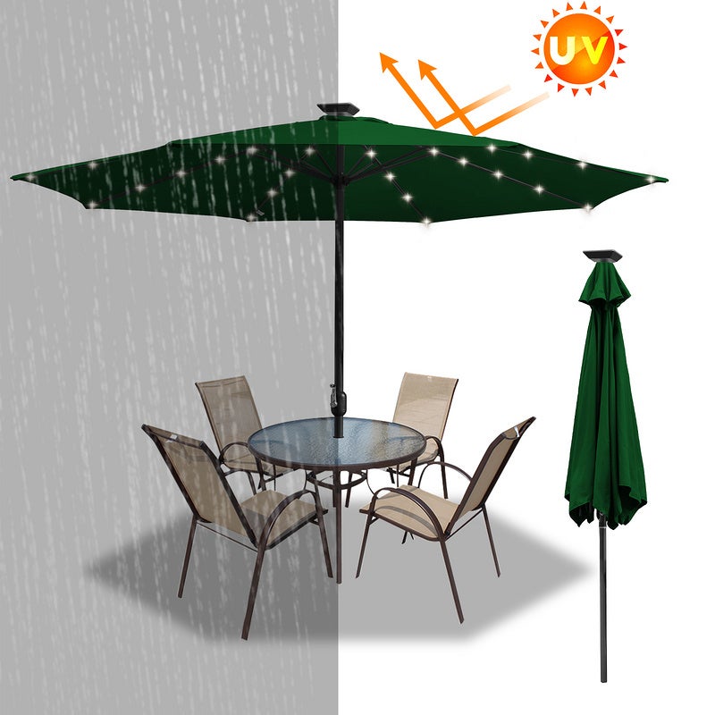 Ombrellone Da Giardino Con LED Solari 270/350 Cm - Fiqops - Manovella, Pieghevole, Protezione UV 50+ - 3