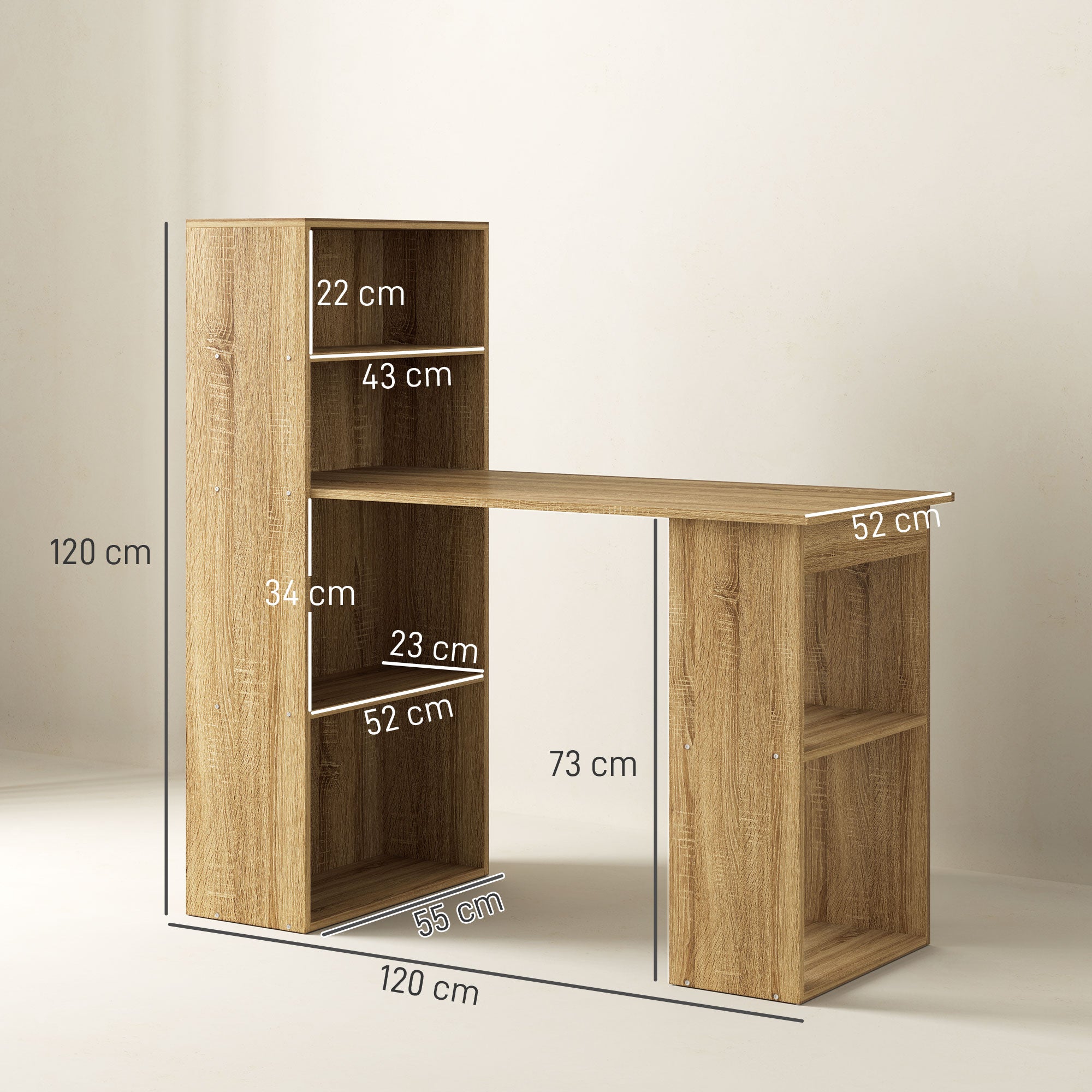 Bureau d'ordinateur avec étagère de rangement, style scandinave ...