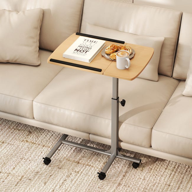 Table De Lit à Roulettes Réglable – Plateau 70x44 Cm, Hauteur 65-95 Cm – Pour Ordinateur, Repas, Canapé – Personnes âgées Ou Handicapées