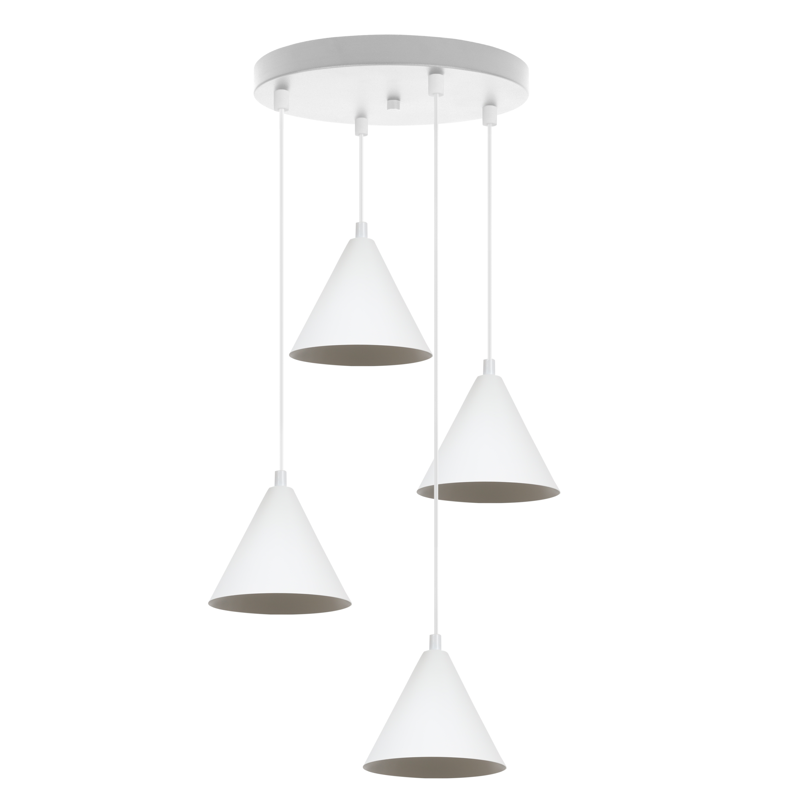 Lampa sufitowa wisząca Soho modern 4xE14 klosz stożek 14cm biała Light Home LH