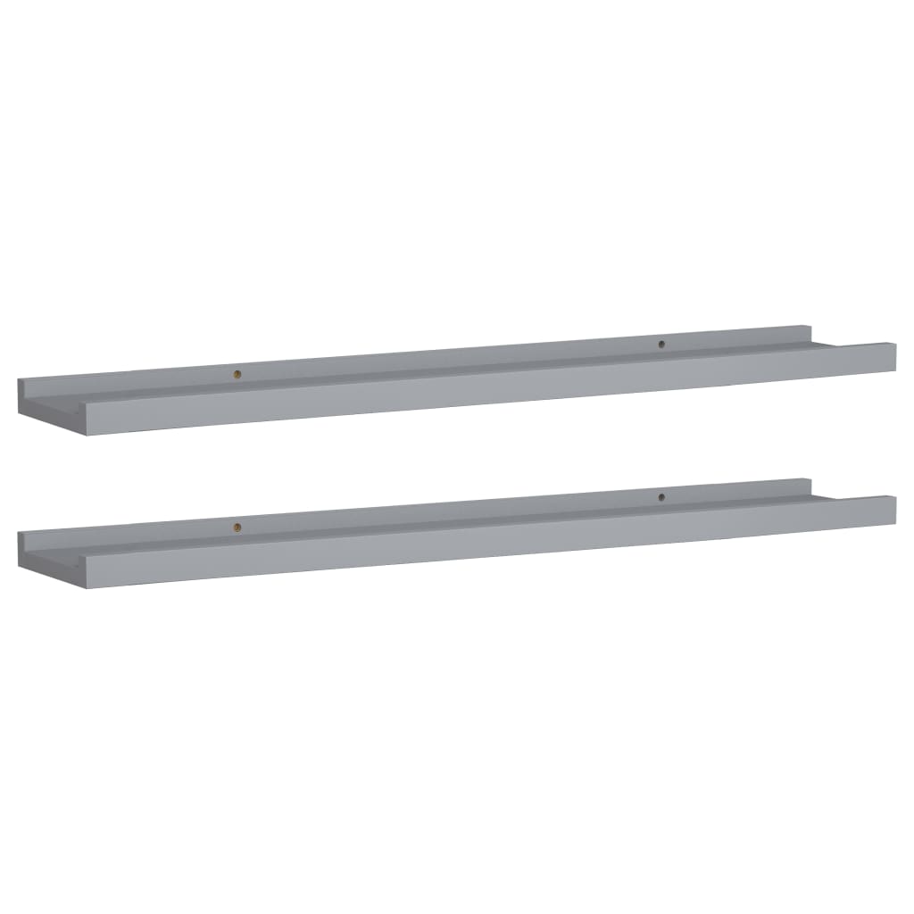 prateleiras de borda para moldura de foto 2 unidades cinza 80x9x3 cm MDF - 2