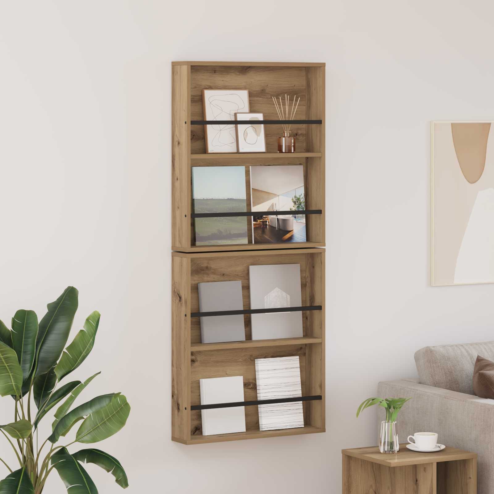 Étagère à magazines 2 pc Chêne artisanal 60 x 12 x 70 cm | Leroy Merlin
