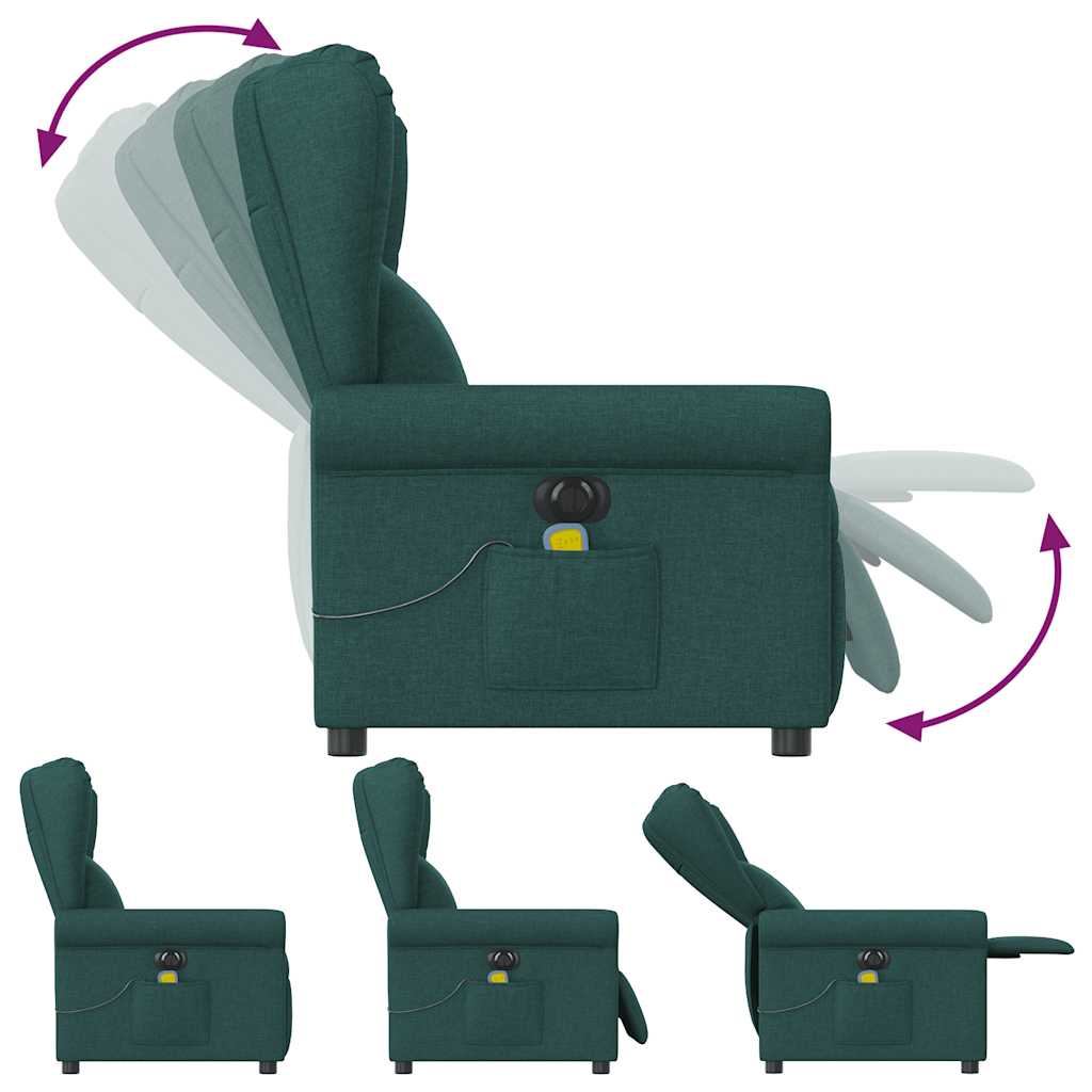 Fauteuil de massage | Fauteuil de relaxation | Chaise de relaxation inclinable électrique Vert foncé Tissu CFW195619 - 7