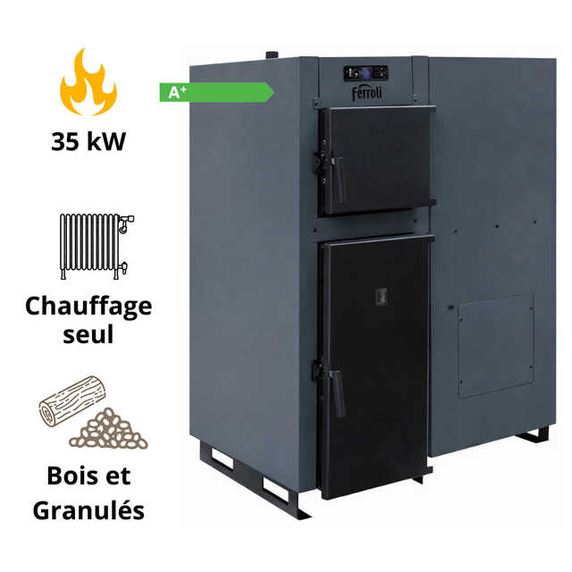 Chaudière mixte bois et pellet BioPellet Combi 35 kW Ferroli