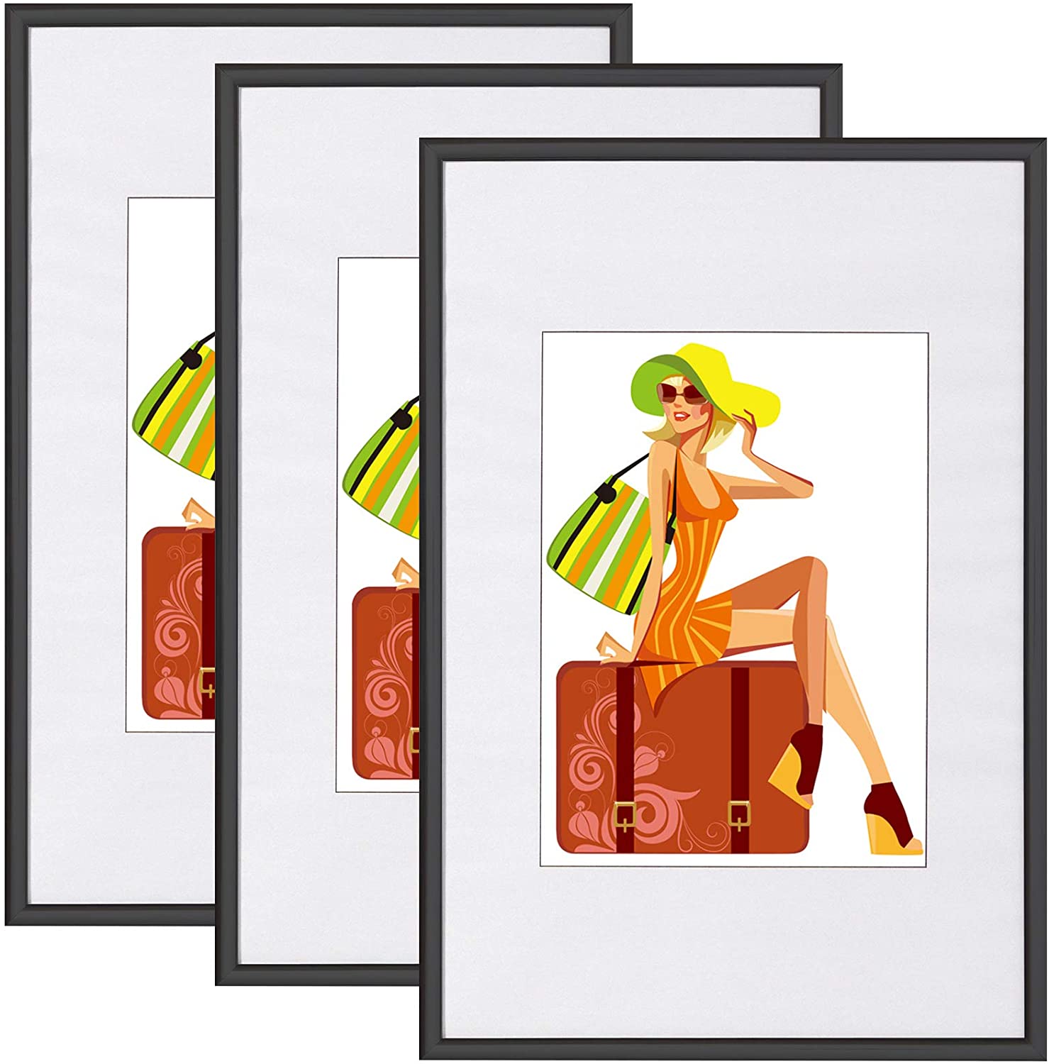 Cadre Photo 25x25 cm - Noir Mat - Plastique - Bordeaux