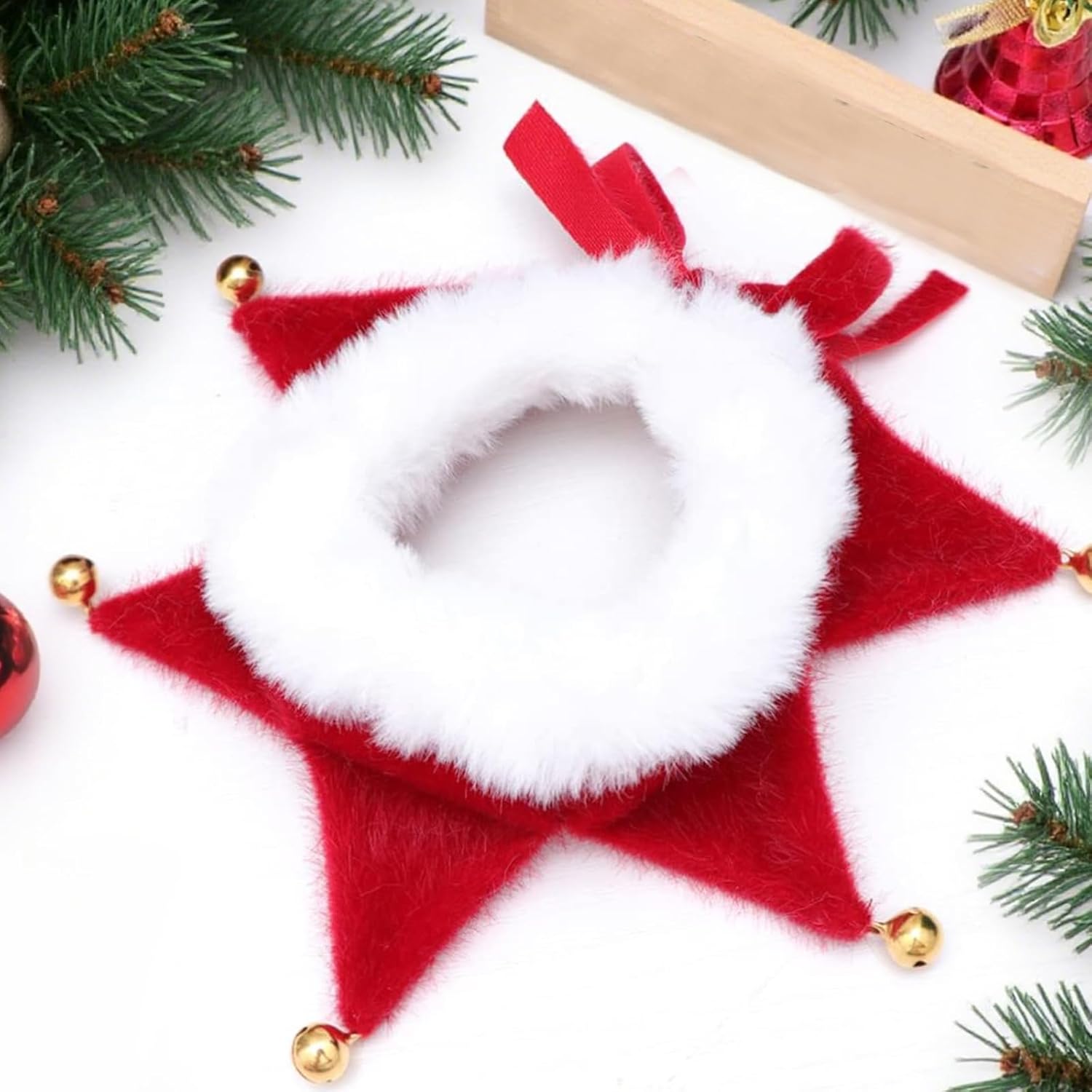 Collier de Noel Chien Chat, Colliers Costume Noël Écharpe Réglable pour Animaux de Compagnie, Cadeau Rouge Accessoire Vêtements - 4