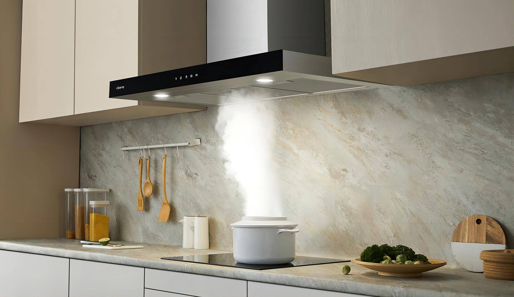 CIARRA Hotte Aspirante 90cm Tactile et Wi-Fi Connecté 650 m3/h 4 Vitesses Booster Classe A+++ CBCS9102 - 7