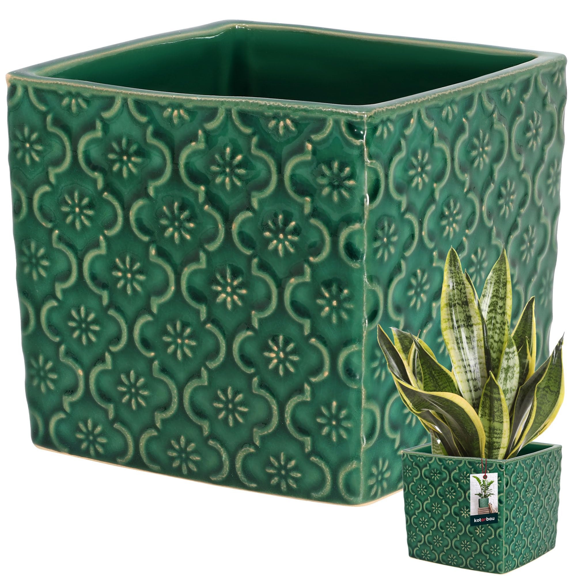 Doniczka vintage ceramiczna donica osłonka na kwiaty zioła rośliny 13x13 cm - KOTARBAU