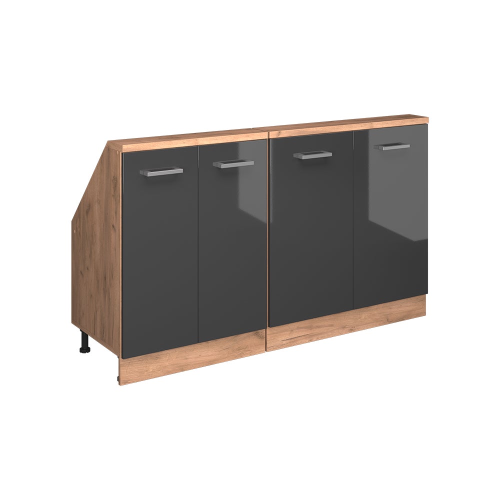 Vicco Szafka kuchenna na dach skośny R-Line, Antracyt wysoki połysk, 140 cm Zestaw 2 sztuk