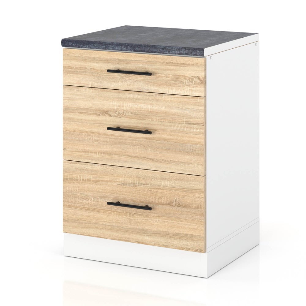 Szafka kuchenna stojąca z blatem 3 szuflady 60cm spremium dąb sonoma