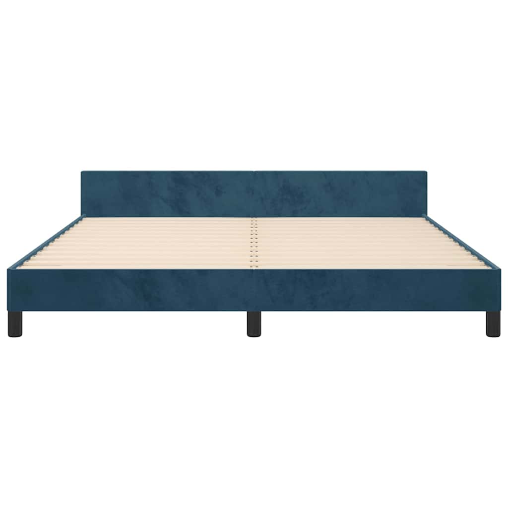 Cadre de lit sans matelas bleu foncé 160 x 200 cm velours - 6