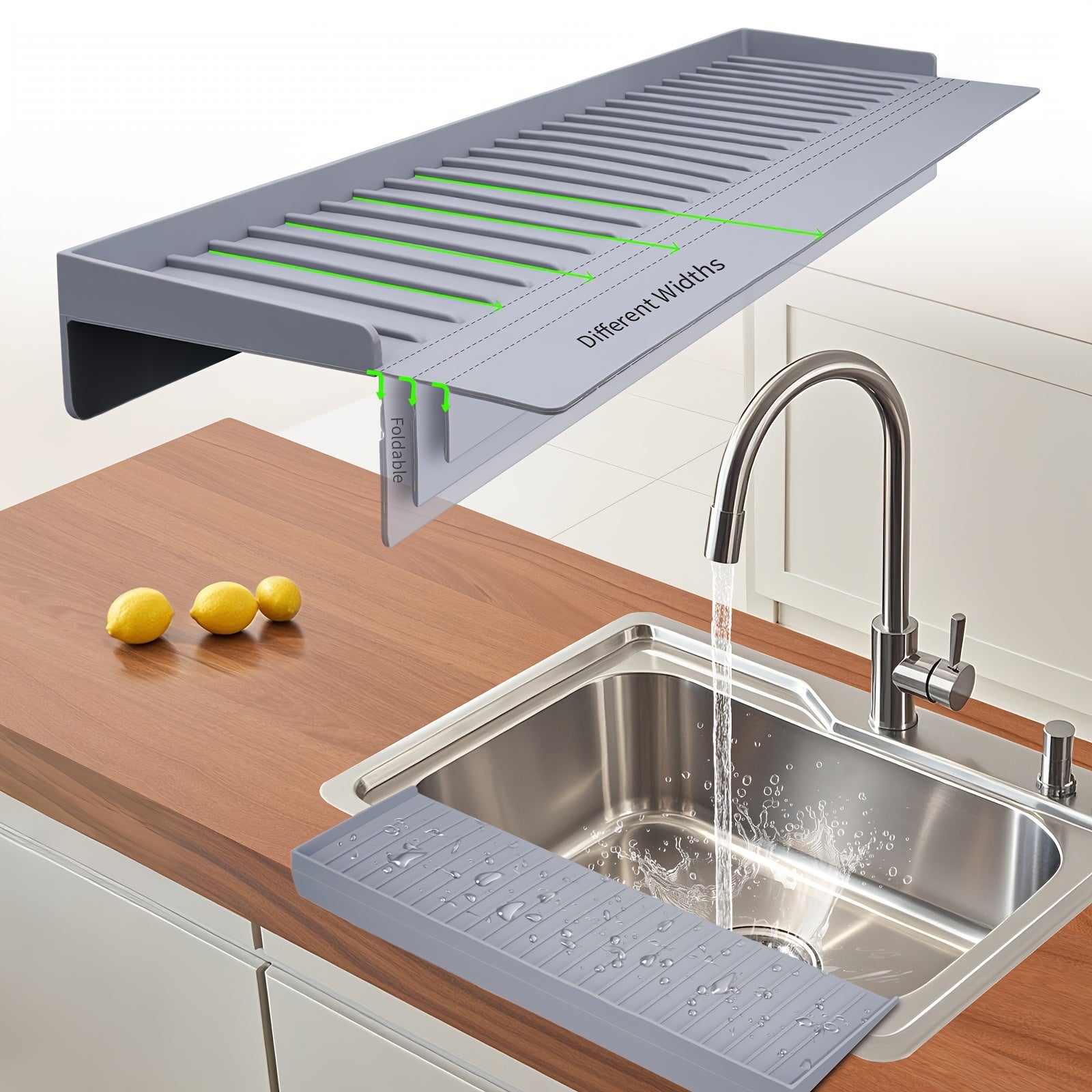 Kitlers Paraspruzzi E Protezione Bordo Lavello In Silicone (50x10 Cm) - Antigoccia E Ammortizzante Per Cucina E Bagno