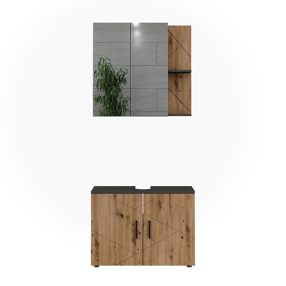 Vicco Zestaw mebli łazienkowych Irma, Antracyt/Artisan, 2 części