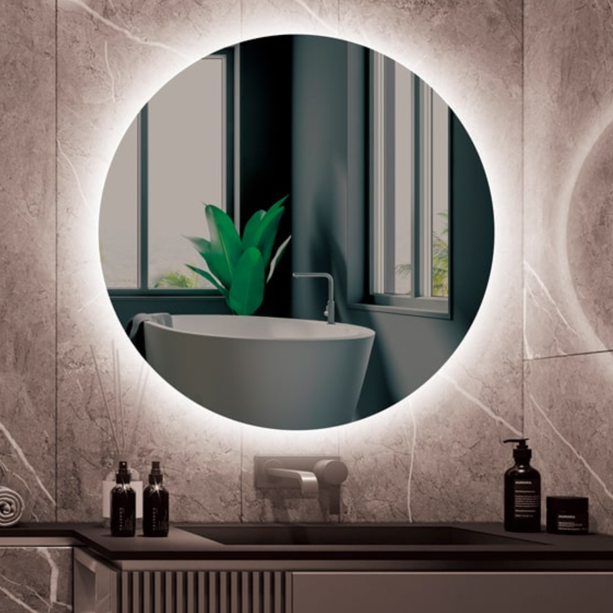 Ledimex Specchio Bagno Led Quadrato Misura 120x80cm Illuminato a LED con IRC >80 - Sensore antiappannamento - Sensore on/Off - Triled - Modello Svizzera