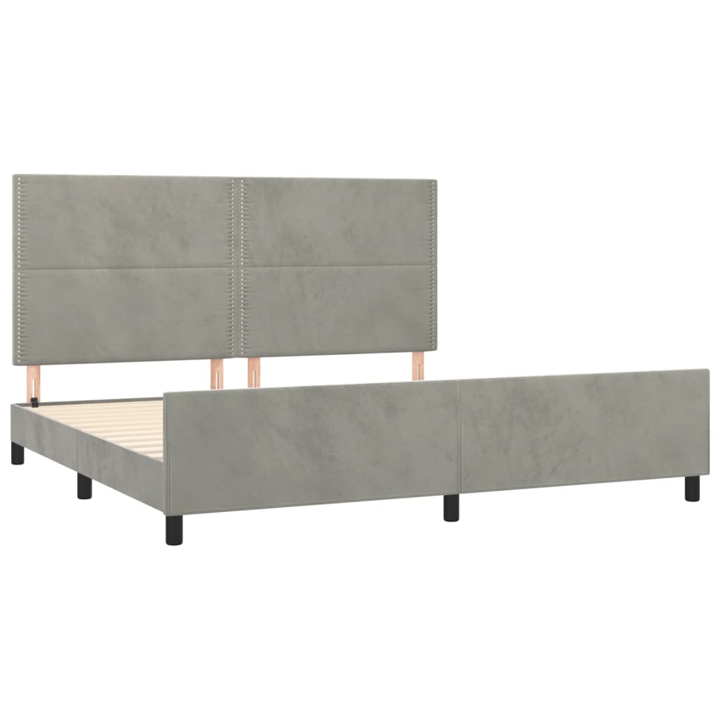 Cadre de lit sans matelas gris clair 200x200 cm velours - 4