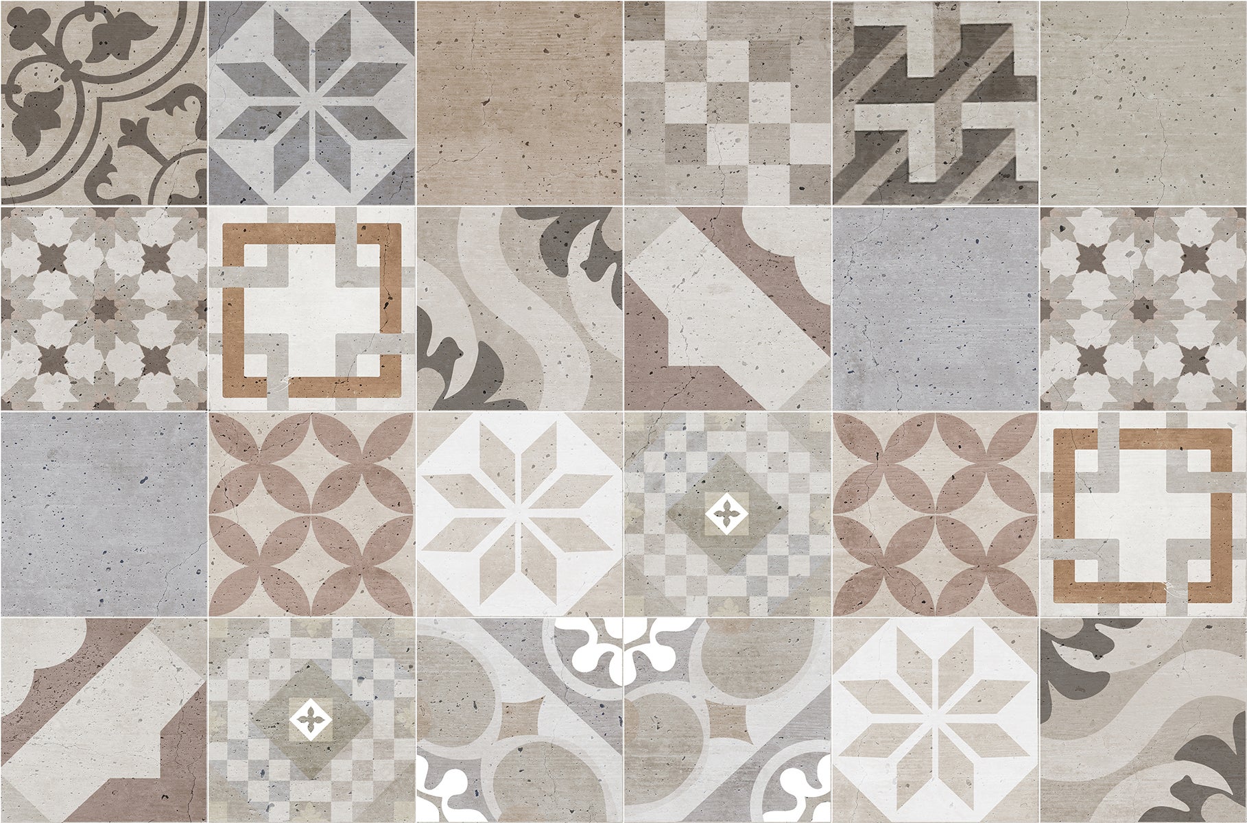 Tapis antidérapant en vinyle Carrelages vintage 66x100 - PVC imprimé, lavable, ignifuge, pour le salon ou la cuisine, style hydraulique - 2