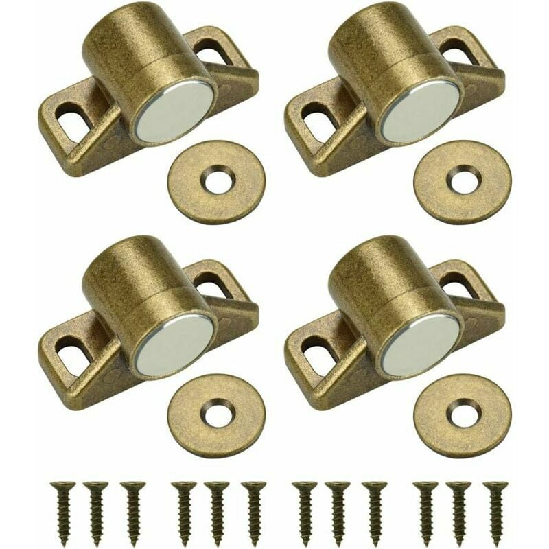 4PCS Drzwi szafy Magnetyczny zatrzask Magnetyczne zamknięcie drzwi z 4 podkładkami i 12 śrubami Magnetyczne zamknięcie szafy na meble