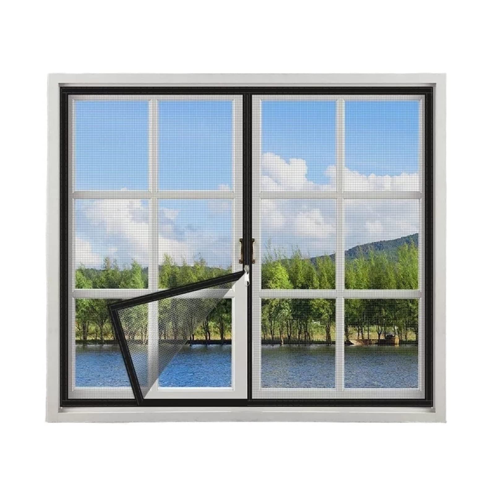 Samoprzylepna moskitiera okienna, moskitiera przeciw owadom z zamkiem błyskawicznym, drobna siatka na okno, 50 x 100 cm, czarna i szara
