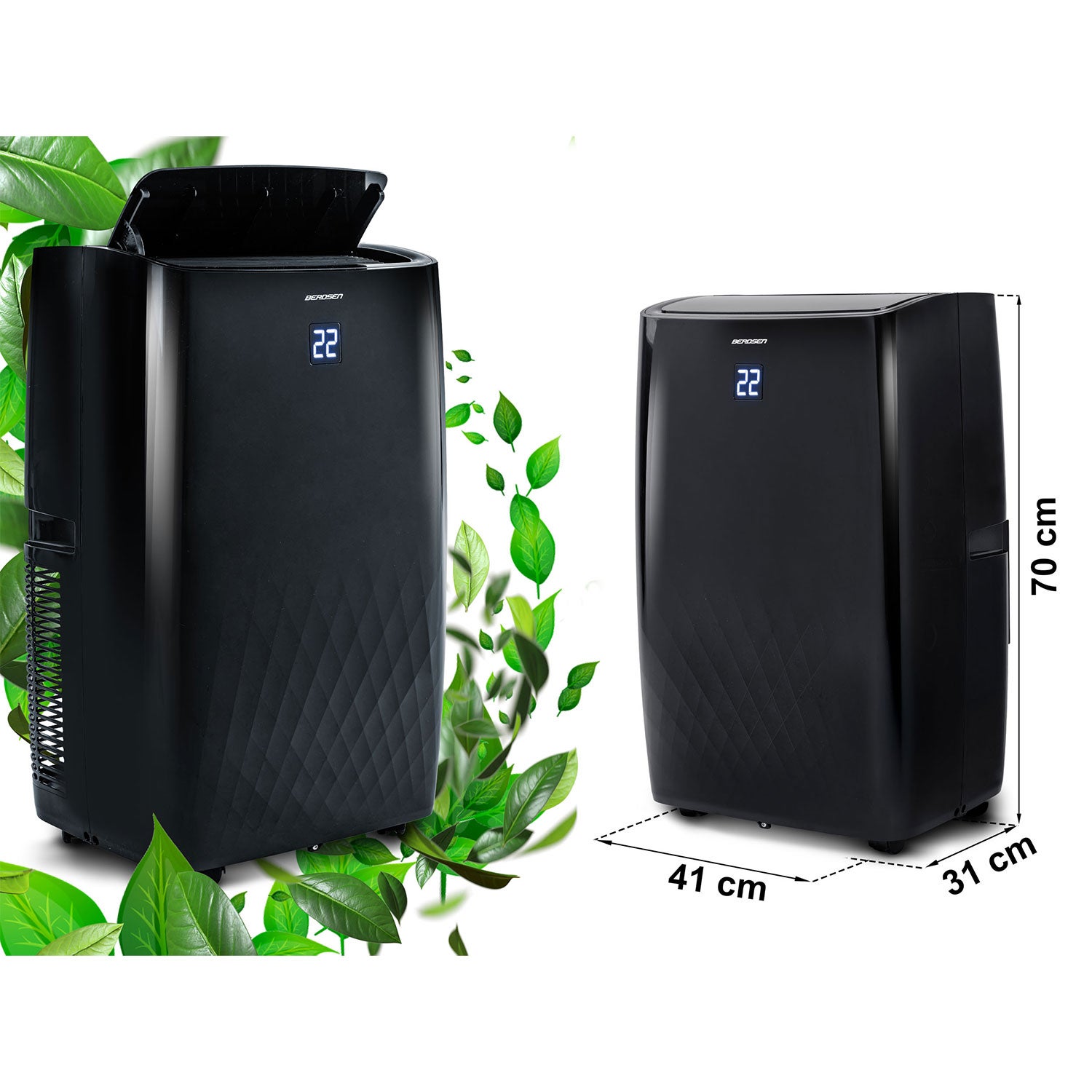 Klimatyzator przenośny z funkcją grzania Berdsen BD-581 4kW osuszacz 34l/24h WiFi czarny - 9