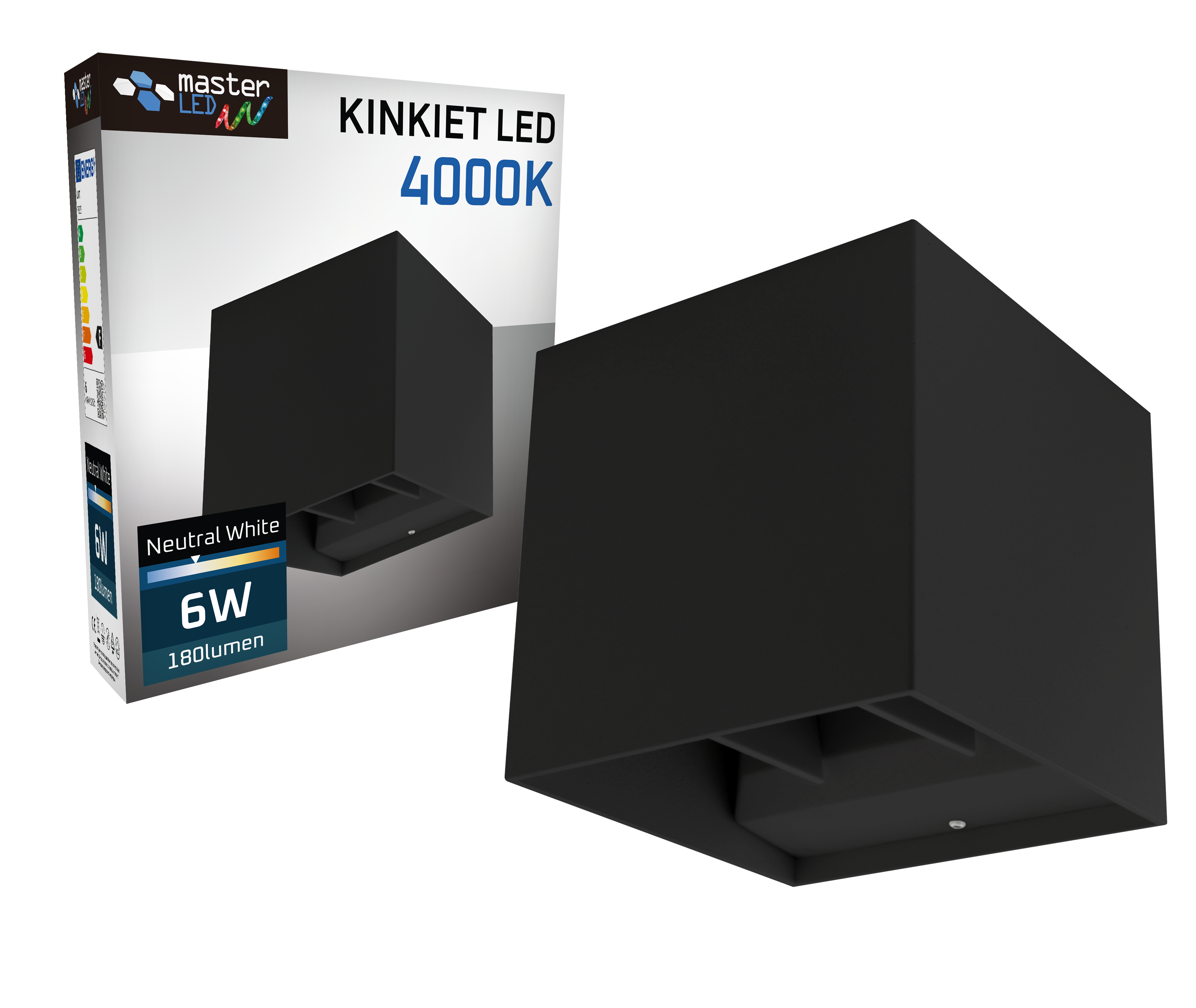 Lampa ścienna zewnętrzna LED Kira 6W IP54 4000K regulacja kinkiet czarna MasterLED