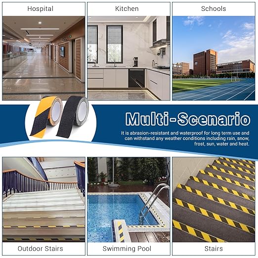 Noir antidérapant ruban givré escalier antidérapant bande de salle de bain auto-adhésif forte imperméable à l’eau sécurité 50mm*10m - 5