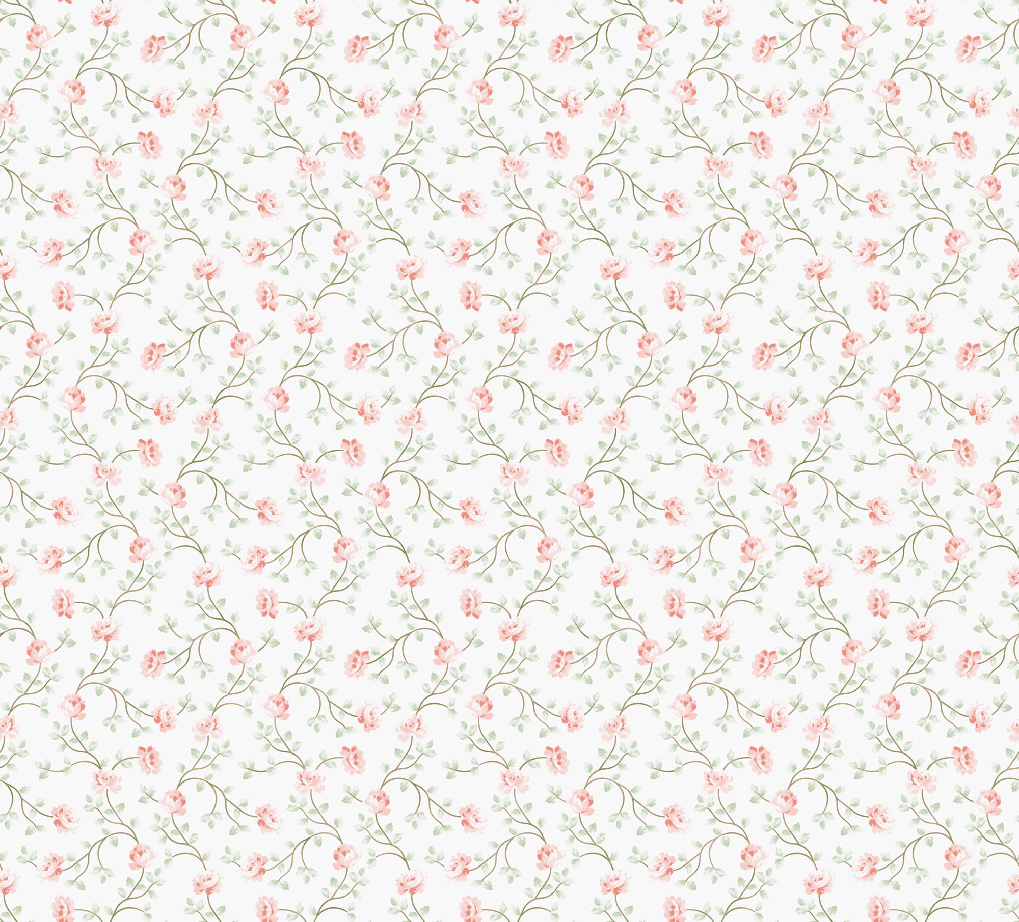 Tapeta kwiaty jasnego różu,białymIzielonym - 53 cm x 10 m - SANDERS &amp; SANDERS