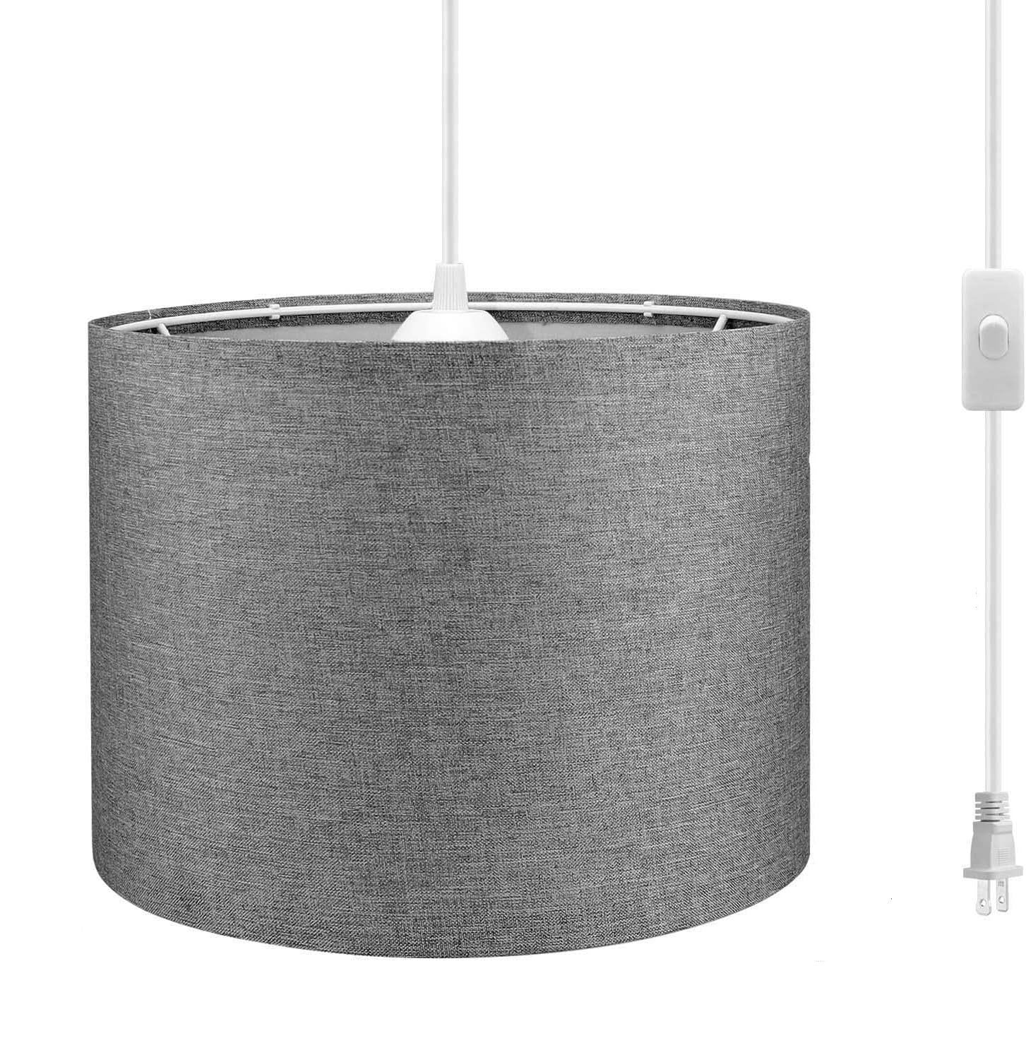 Nowoczesny i prosty żyrandol z abażurem z tkaniny żyrandol z abażurem lnu zgodny europejskimi standardami szary należy zaopatrzyć się własną żarówkę