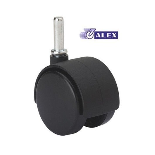 Ruota doppia in plastica nera 50mm perno liscio m8 1-0130 alex - 3