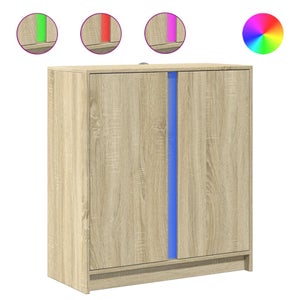 VidaXL Credenza Con Luci LED RGB - Rovere Sonoma - 72x34x61 Cm - Mobiletto Moderno Per Sala Da Pranzo