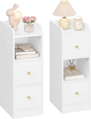 Mesita De Noche Blanca Con Cajón - Moderna, Para Dormitorio O Pasillo, Fácil Almacenamiento