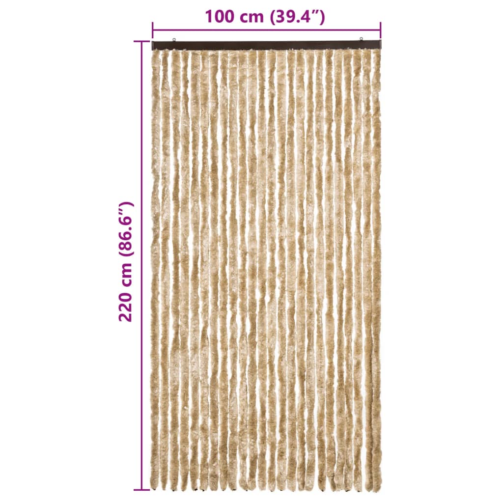 Moustiquaire | Rideau anti-moustique Beige 100x220 cm Chenille CFW78483 - 7