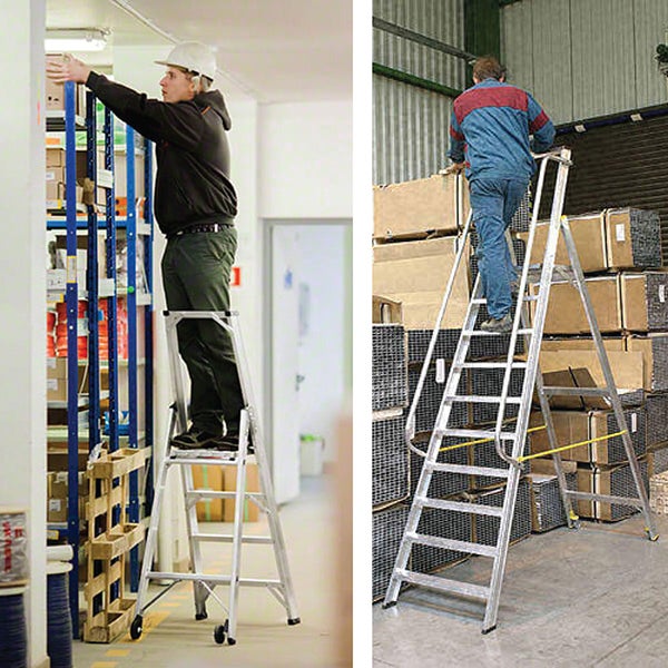 Escabeau 10 marches grande plateforme - Hauteur max. de travail 4.12m - 9310-R - 4