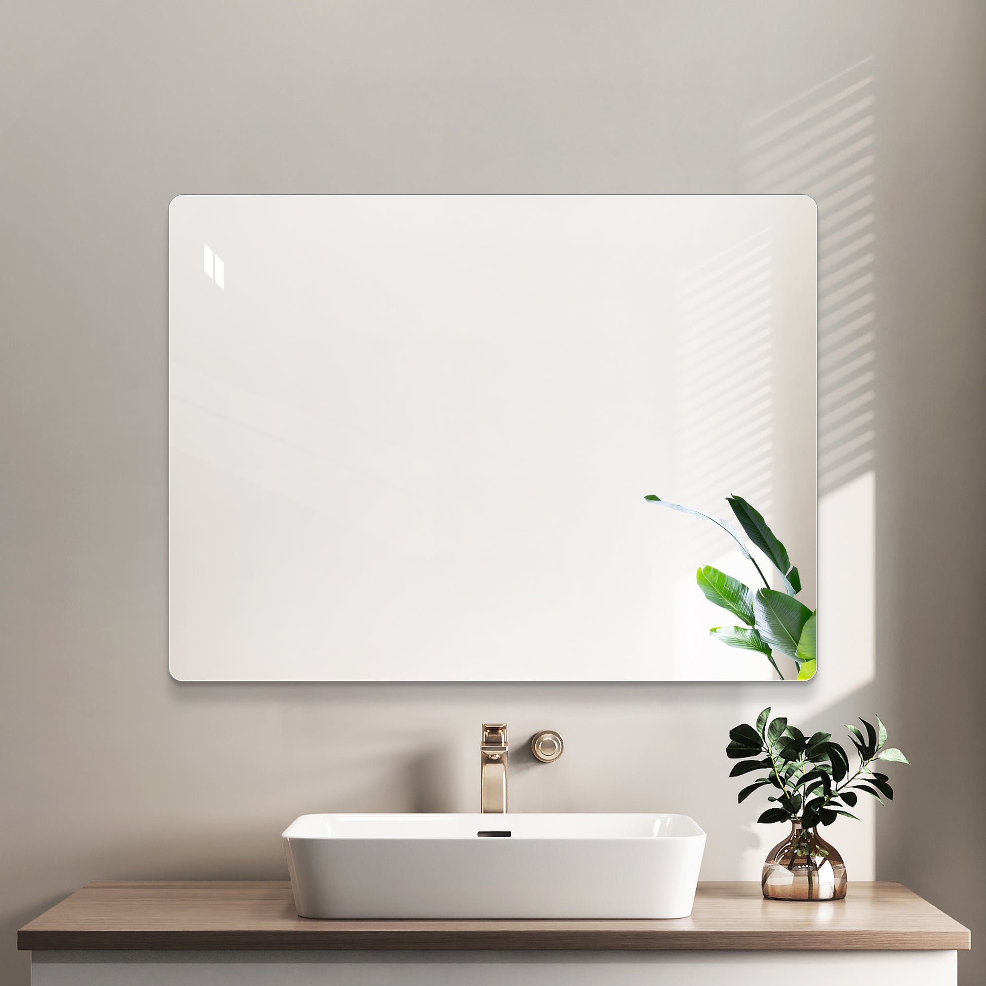Espejo de pared sin marco de 100×75 cm – espejo de baño hd sin cobre, espejo moderno para tocador/dormitorio/entrada