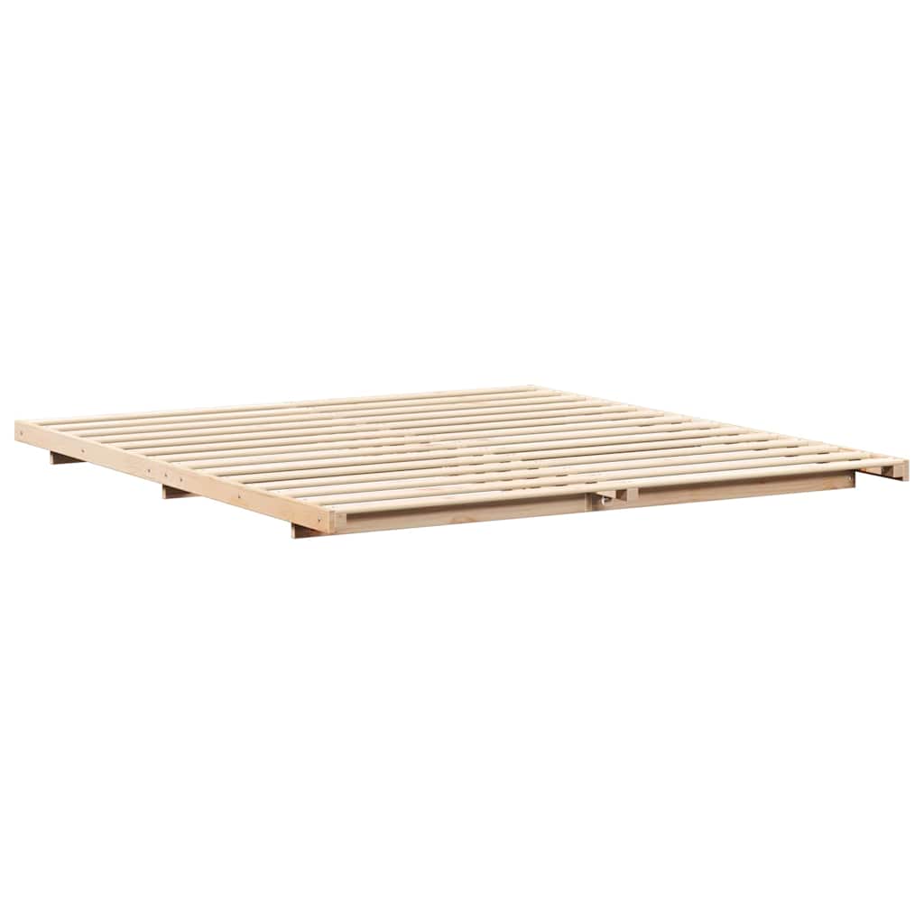 Cadre de lit en pin massif marron pour la chambre, 200 × 210 cm - 7