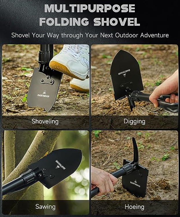 Pelle de Camping pliante avec pic, outil de creusement de pelle Portable pour la randonnée, hors route, Camping, jardinage - 5