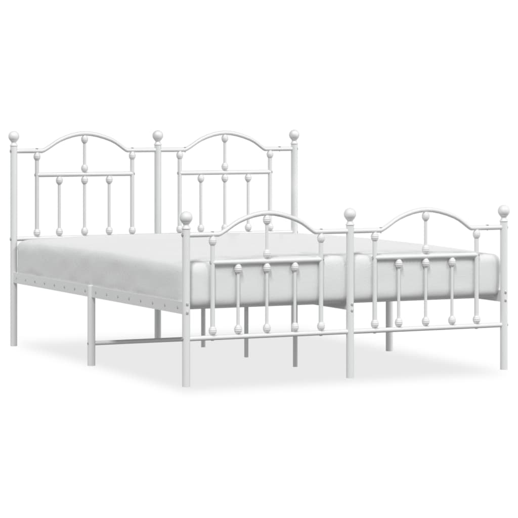 vidaXL Cadre de lit métal sans matelas et pied de lit blanc 120x200 cm