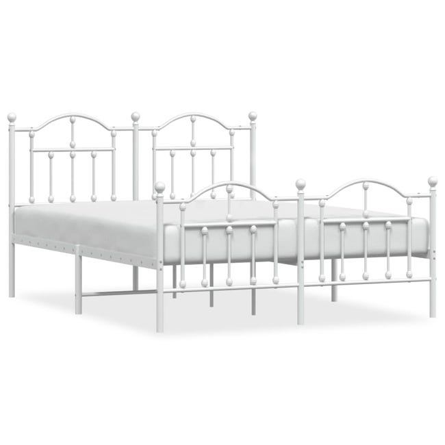 vidaXL Cadre de lit métal sans matelas et pied de lit blanc 120x200 cm vidaXL Cadre de lit métal sans matelas et pied de lit blanc 120x200 cm