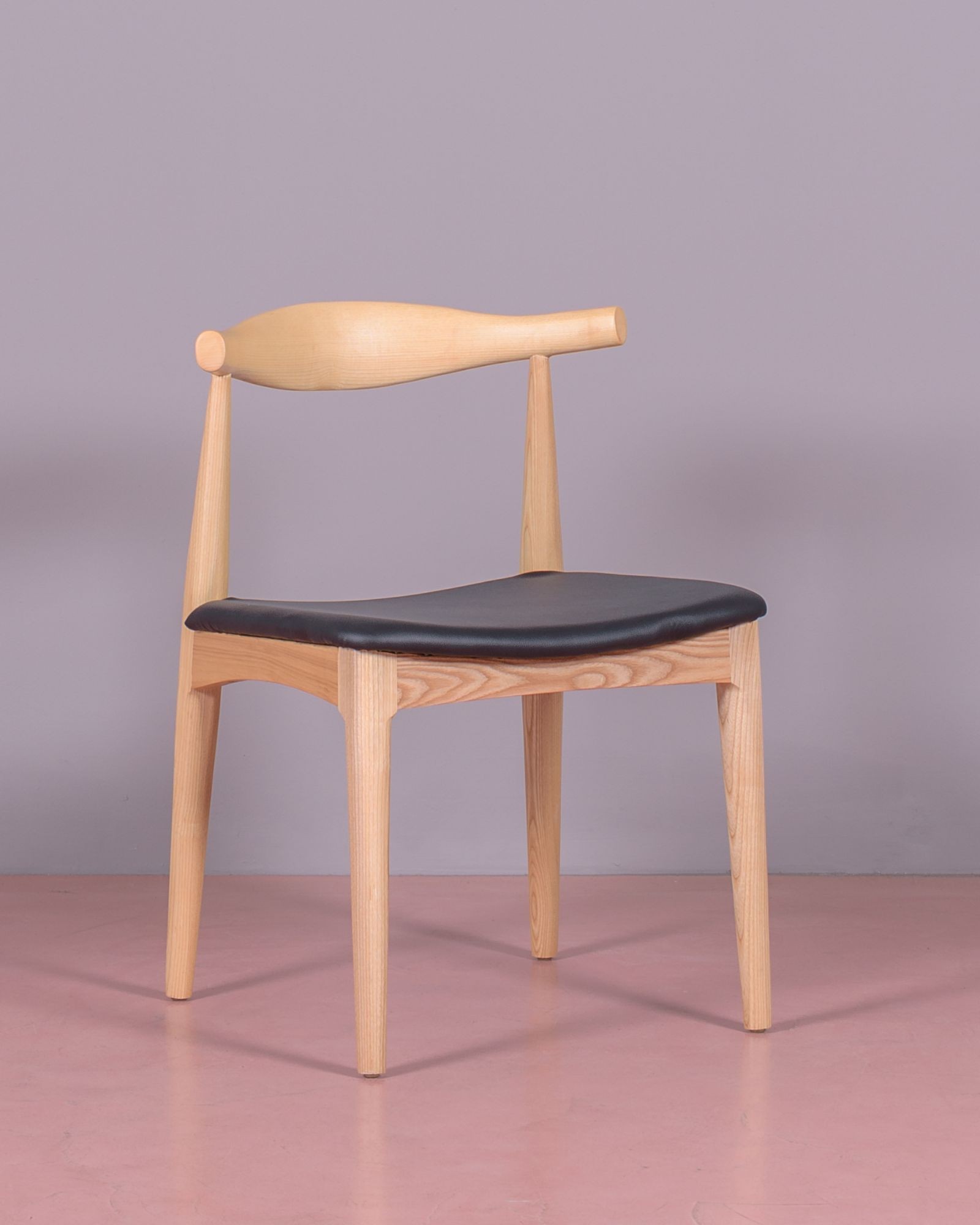 Silla de comedor en madera de fresno y cojín de polipiel - elbow - nest dream - fresno natural