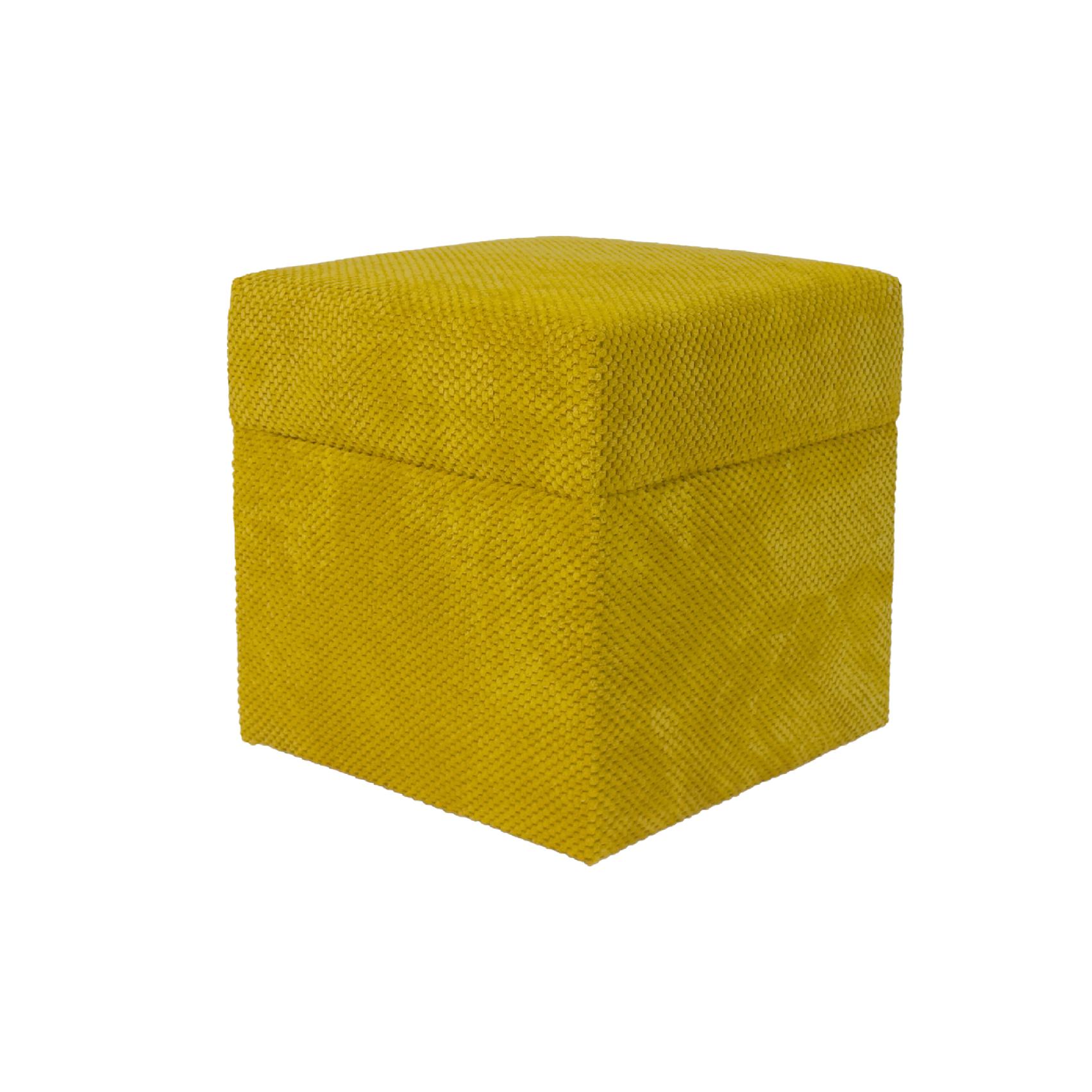 Pufa welurowa ZEFIR DOT 40x40 cm kwadratowa z pojemnikiem pufa tapicerowana otwierana do salonu musztardowa