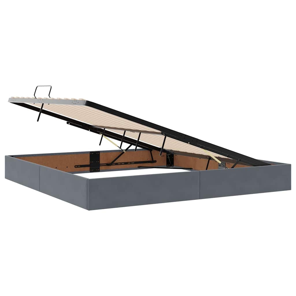 Lit avec rangement et matelas gris foncé 200 x 200 cm velours - 6