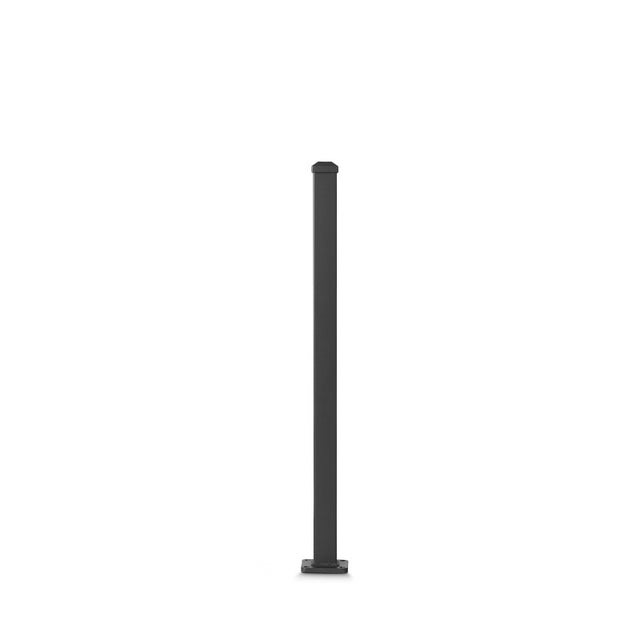 Poteau aluminium tradition style ferronnerie sur platine avec chapeau H 86.5 cm Noir