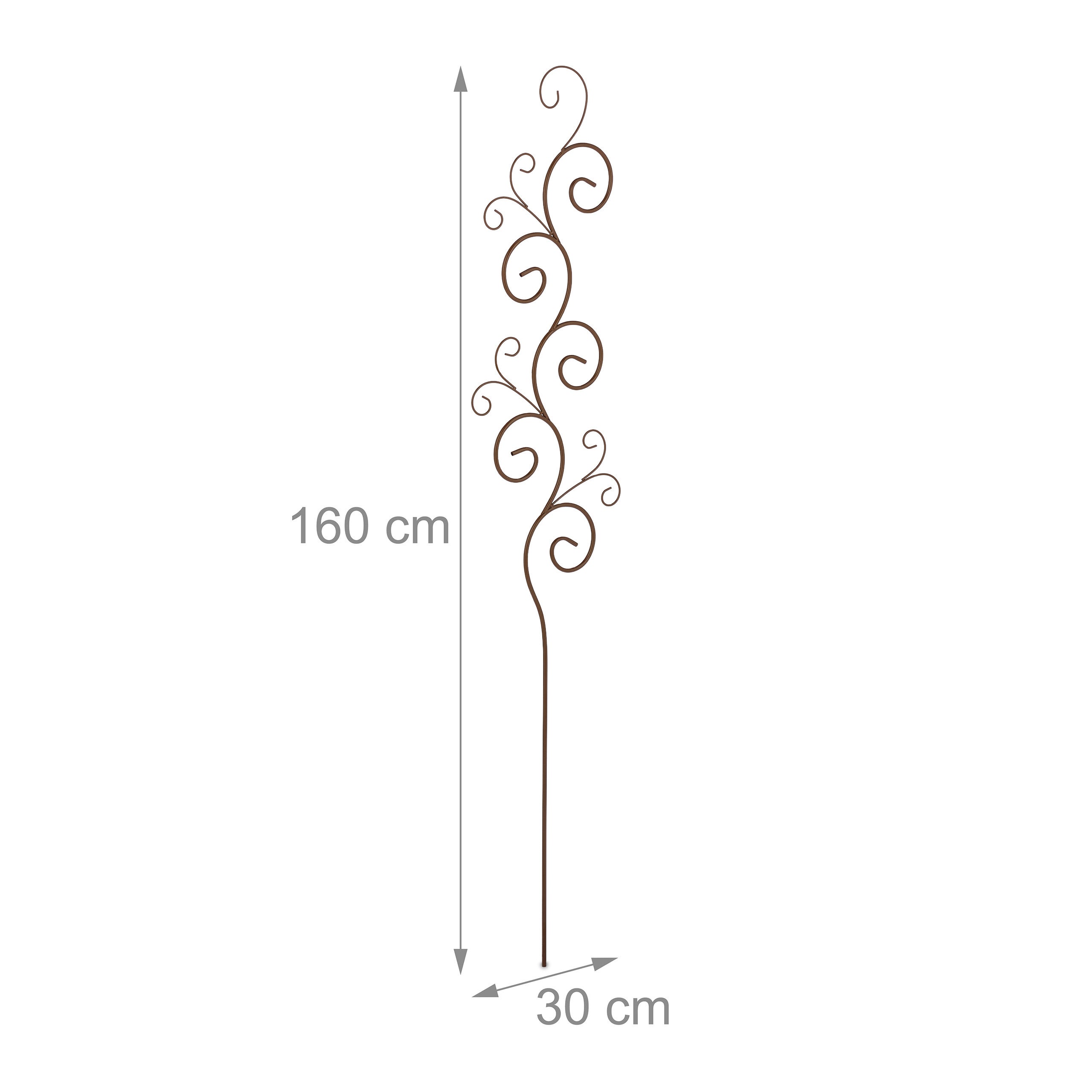 Tuteur à plantes, lot de 2, treillis en métal, support non fixe, H x L : 160 x 30 cm, pour le jardin, marron, Relaxdays - 4