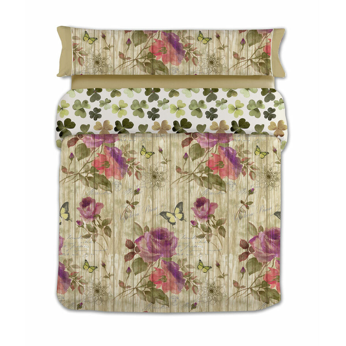 Juego de funda nórdica lois vintage marrón cama de 90 3 piezas