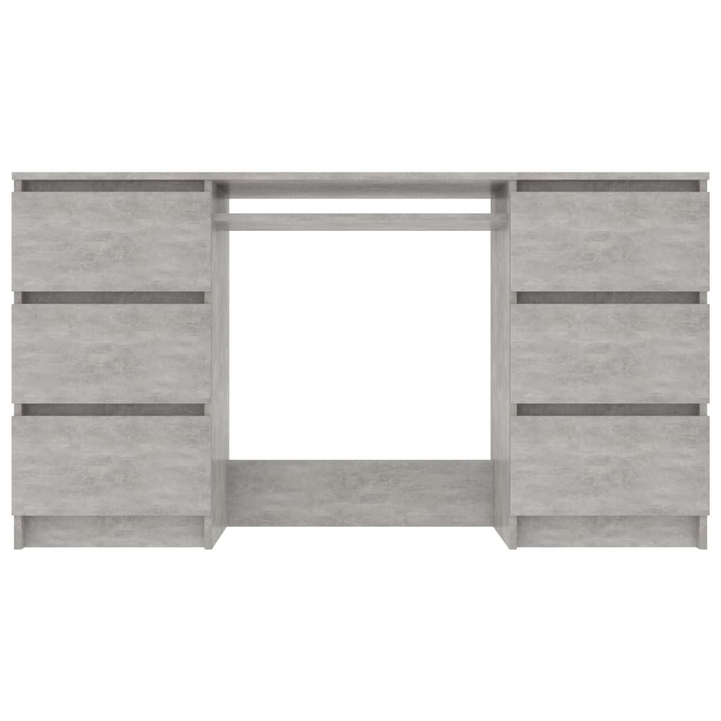 Bureau bois gris béton 6 tiroirs Study 140 cm - 4