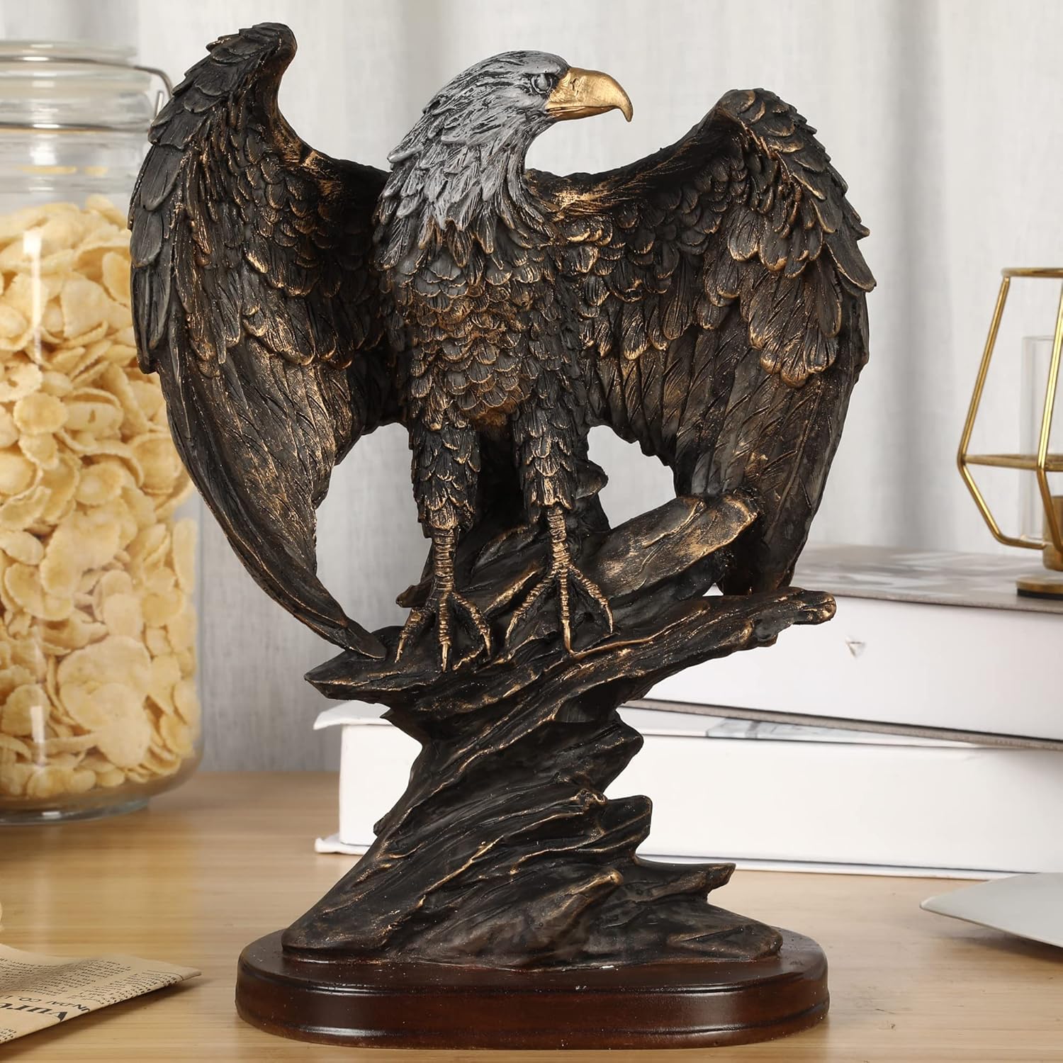 26cm H Statue d'aigle Patriotique,Sculptures en résine de grès pour Hommes,Figurines d'aigles Oiseaux Sauvages,Statue d'art Abstrait Figurines à - 2