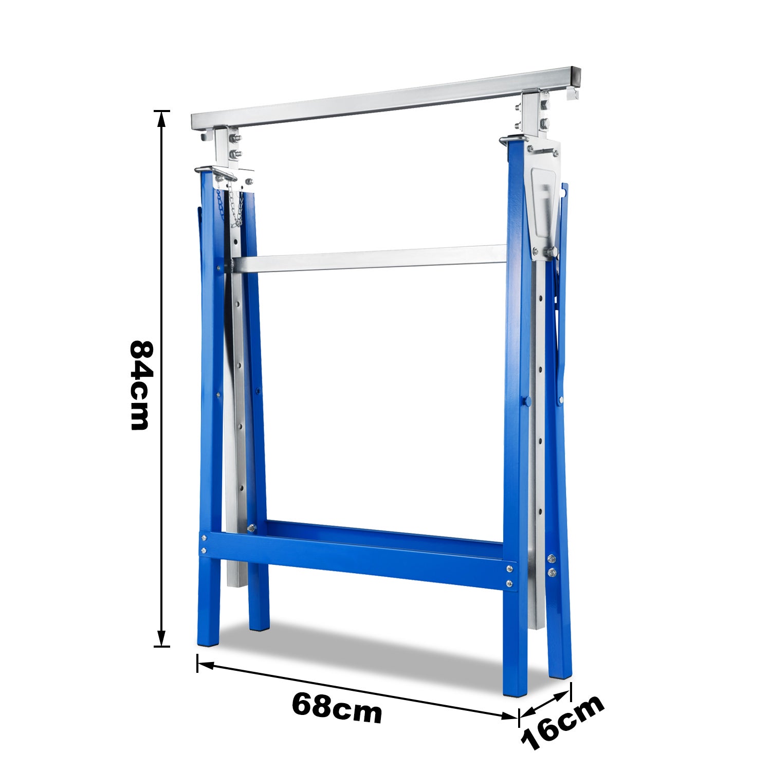Set di 2 cavalletti per ponteggi, altezza regolabile 80-130 cm, fino a 200 kg, cavalletti pieghevoli blu, antiscivolo - 3